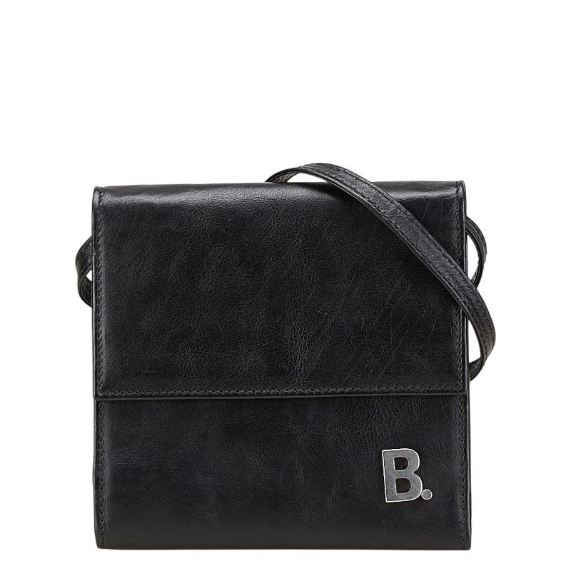 バレンシアガ Bロゴ 三つ折り財布 580037 ブラック レザー メンズ BALENCIAGA 【中古】