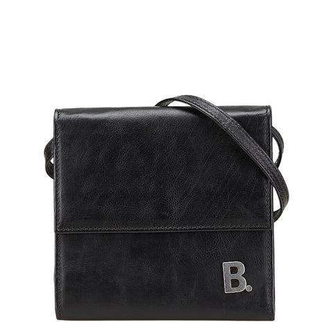 バレンシアガ Bロゴ 三つ折り財布 580037 ブラック レザー メンズ BALENCIAGA 【中古】