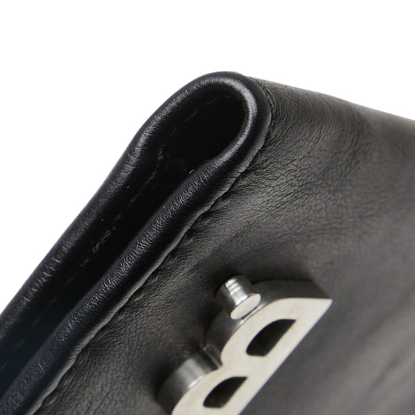 バレンシアガ Bロゴ 三つ折り財布 580037 ブラック レザー メンズ BALENCIAGA 【中古】