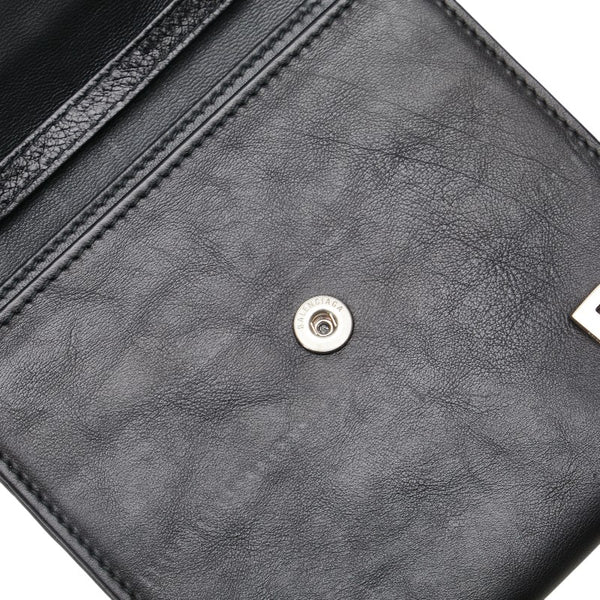 バレンシアガ Bロゴ 三つ折り財布 580037 ブラック レザー メンズ BALENCIAGA 【中古】