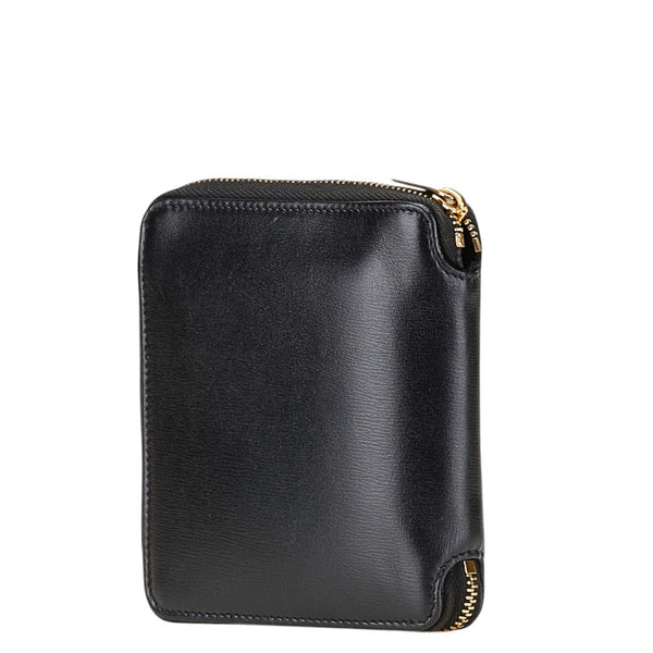 サンローラン YSLロゴ 二つ折り財布 ブラック レザー レディース SAINT LAURENT 【中古】