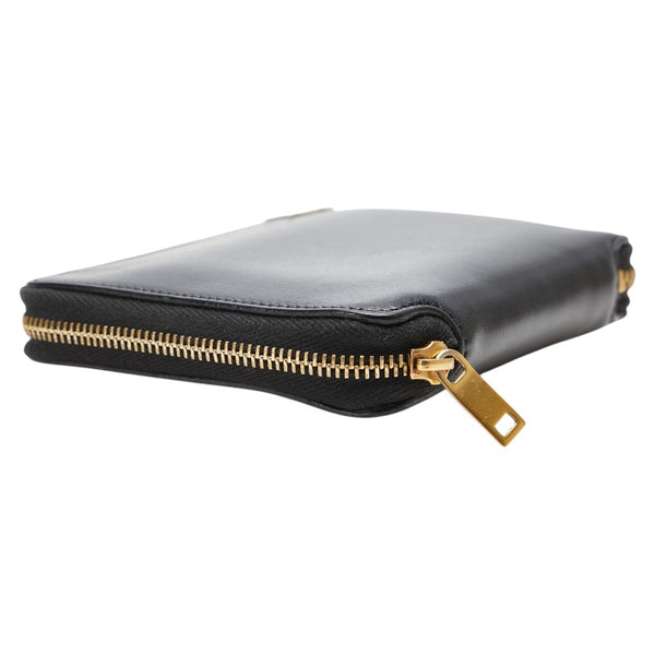 サンローラン YSLロゴ 二つ折り財布 ブラック レザー レディース SAINT LAURENT 【中古】