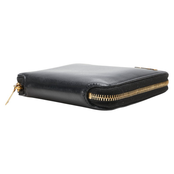 サンローラン YSLロゴ 二つ折り財布 ブラック レザー レディース SAINT LAURENT 【中古】