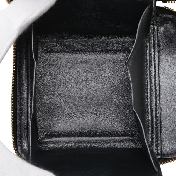 サンローラン YSLロゴ 二つ折り財布 ブラック レザー レディース SAINT LAURENT 【中古】