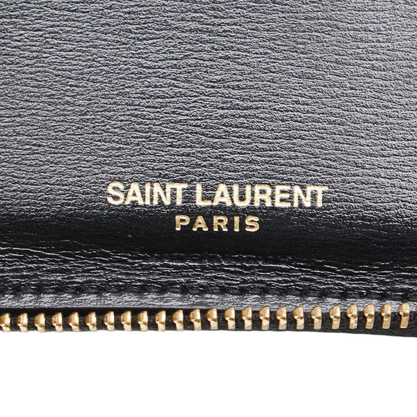 サンローラン YSLロゴ 二つ折り財布 ブラック レザー レディース SAINT LAURENT 【中古】