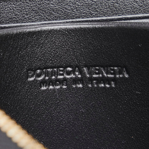 ボッテガヴェネタ イントレチャート コンパクト財布 ブラック レザー メンズ BOTTEGAVENETA 【中古】