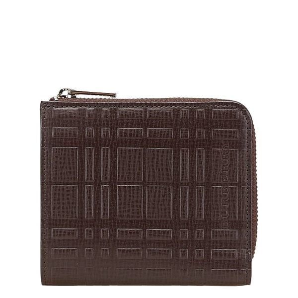 バーバリー ノバチェック 二つ折り財布 キーケース ブラウン レザー メンズ BURBERRY 【中古】