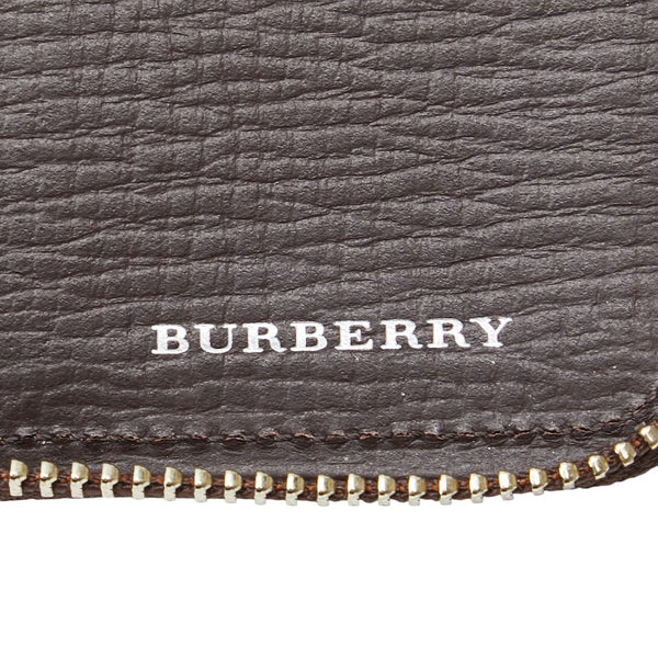 バーバリー ノバチェック 二つ折り財布 キーケース ブラウン レザー メンズ BURBERRY 【中古】
