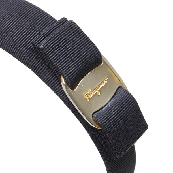 サルヴァトーレフェラガモ ヴァラリボン カチューシャ ヘアアクセサリー ネイビー キャンバス レディース Salvatore Ferragamo 【中古】