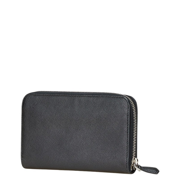 プラダ 三角ロゴプレート 長財布 ラウンドファスナー ブラック レザー メンズ PRADA 【中古】