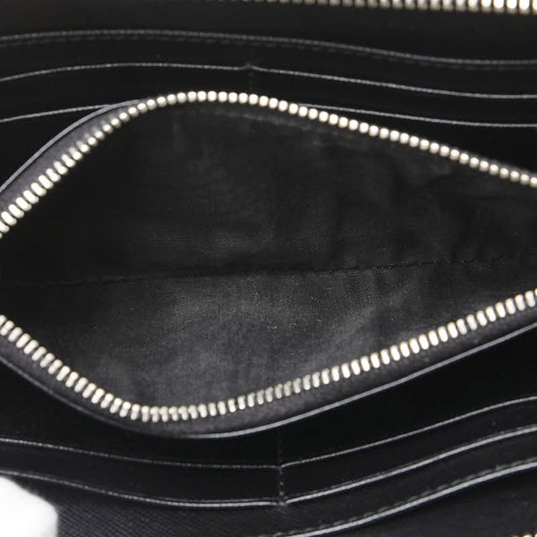 プラダ 三角ロゴプレート 長財布 ラウンドファスナー ブラック レザー メンズ PRADA 【中古】