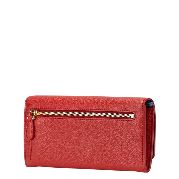 プラダ 長財布 1MH132 レッド レザー レディース PRADA 【中古】