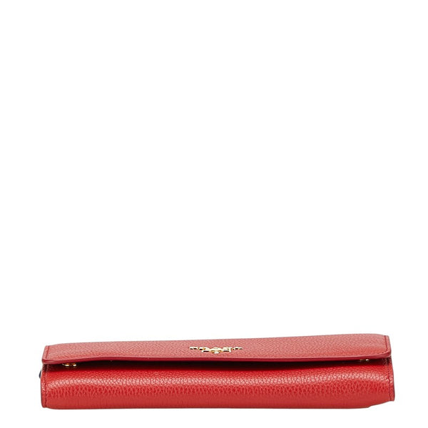 プラダ 長財布 1MH132 レッド レザー レディース PRADA 【中古】