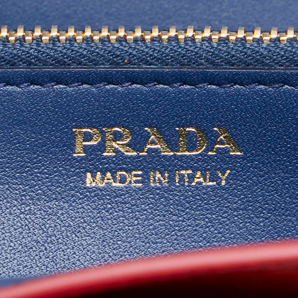プラダ 長財布 1MH132 レッド レザー レディース PRADA 【中古】