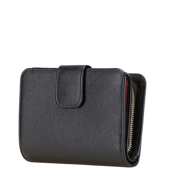 プラダ 二つ折り財布 1ML018 ブラック レザー レディース PRADA 【中古】