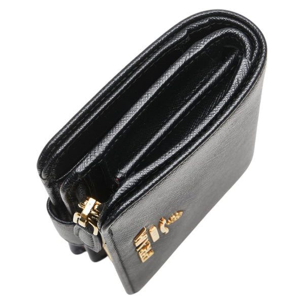 プラダ 二つ折り財布 1ML018 ブラック レザー レディース PRADA 【中古】
