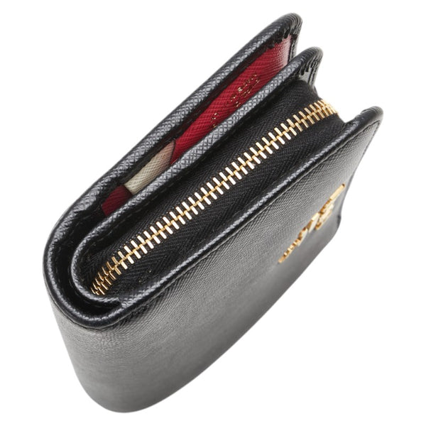 プラダ 二つ折り財布 1ML018 ブラック レザー レディース PRADA 【中古】