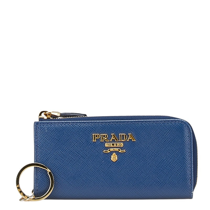 プラダ コインケース キーケース ブルー レザー レディース PRADA 【中古】