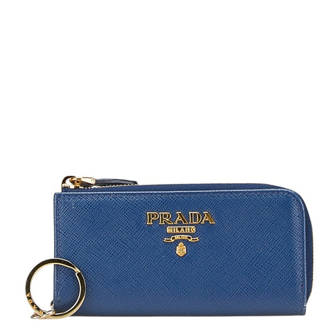 プラダ コインケース キーケース ブルー レザー レディース PRADA 【中古】