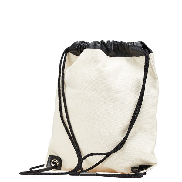 ジミーチュウ リュック ナップサック ベージュ ブラック キャンバス レザー レディース JIMMY CHOO 【中古】