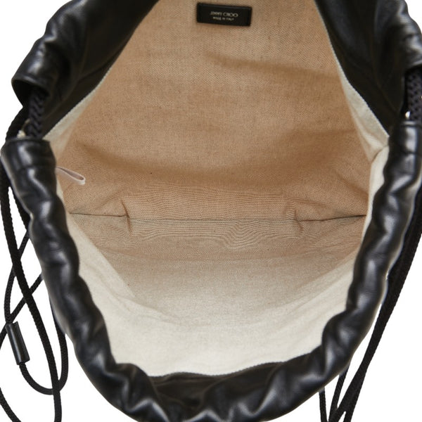 ジミーチュウ リュック ナップサック ベージュ ブラック キャンバス レザー レディース JIMMY CHOO 【中古】