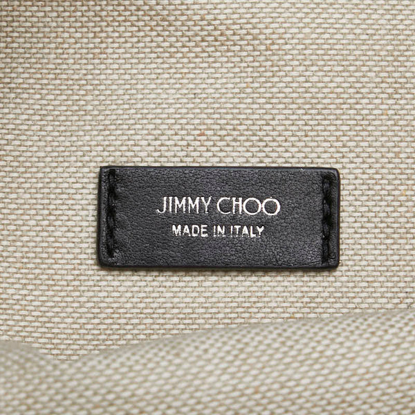 ジミーチュウ リュック ナップサック ベージュ ブラック キャンバス レザー レディース JIMMY CHOO 【中古】