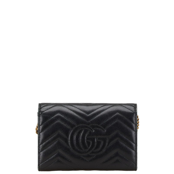 グッチ GGマーモント チェーン ショルダーウォレット バッグ 474575 ブラック レザー レディース GUCCI 【中古】