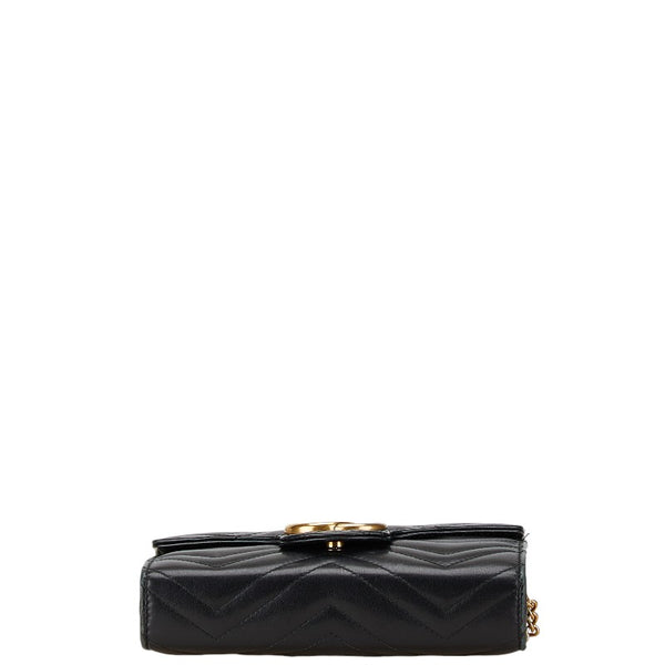 グッチ GGマーモント チェーン ショルダーウォレット バッグ 474575 ブラック レザー レディース GUCCI 【中古】