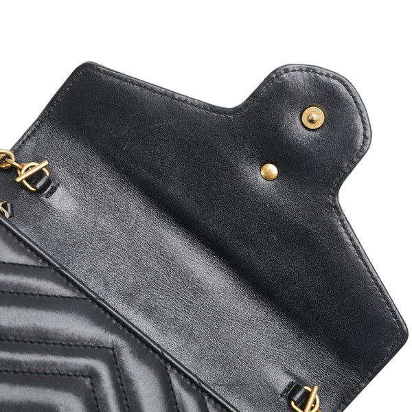 グッチ GGマーモント チェーン ショルダーウォレット バッグ 474575 ブラック レザー レディース GUCCI 【中古】