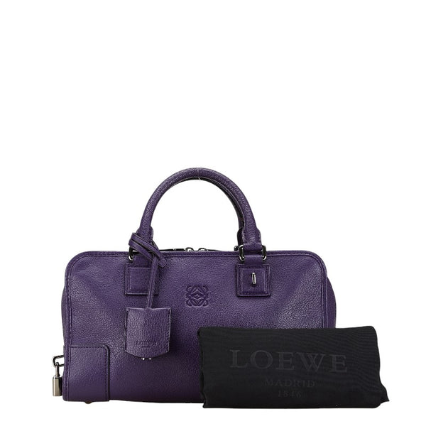 ロエベ アマソナ28 ハンドバッグ パープル グレインカーフレザー レディース LOEWE 【中古】