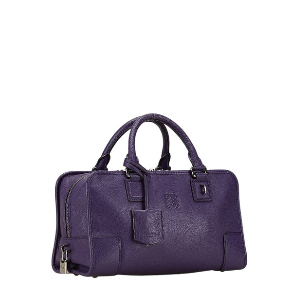 ロエベ アマソナ28 ハンドバッグ パープル グレインカーフレザー レディース LOEWE 【中古】
