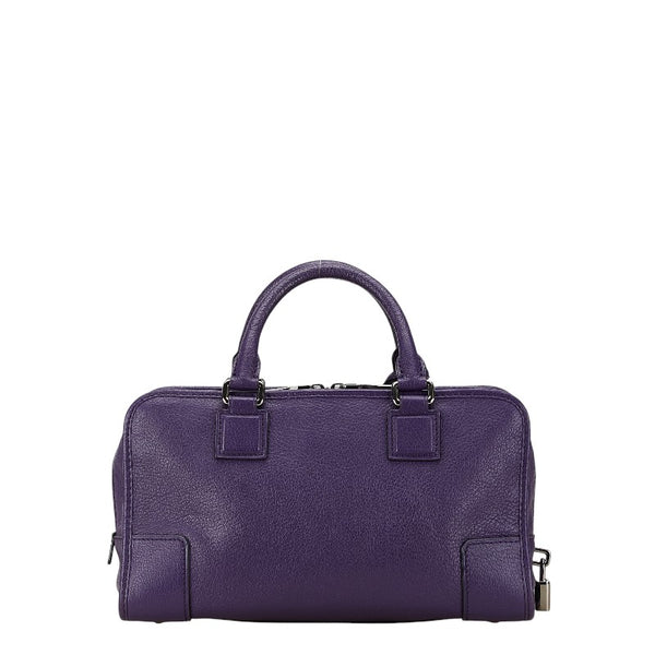 ロエベ アマソナ28 ハンドバッグ パープル グレインカーフレザー レディース LOEWE 【中古】