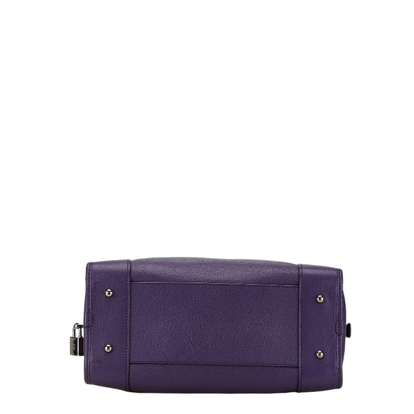 ロエベ アマソナ28 ハンドバッグ パープル グレインカーフレザー レディース LOEWE 【中古】