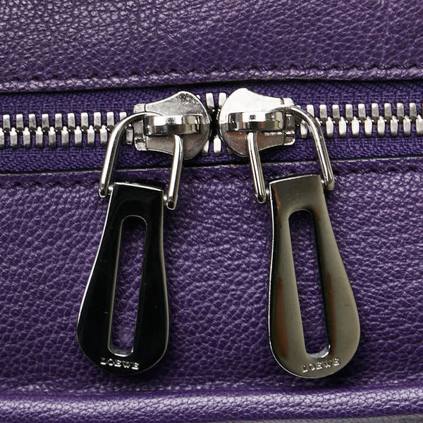 ロエベ アマソナ28 ハンドバッグ パープル グレインカーフレザー レディース LOEWE 【中古】