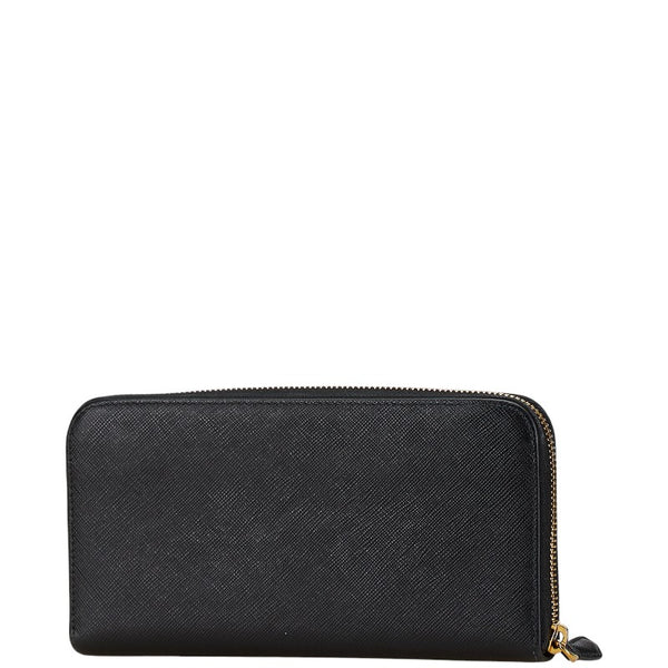 プラダ リボン ラウンドファスナー 長財布 1ML506 ブラック サフィアーノ レディース PRADA 【中古】