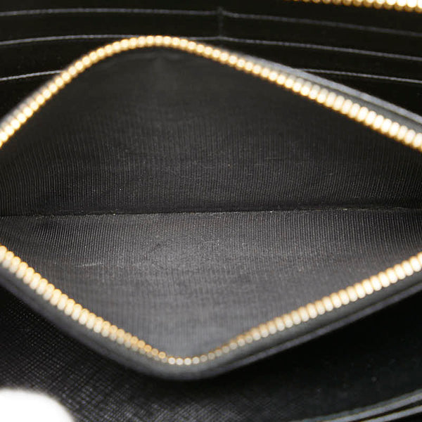 プラダ リボン ラウンドファスナー 長財布 1ML506 ブラック サフィアーノ レディース PRADA 【中古】