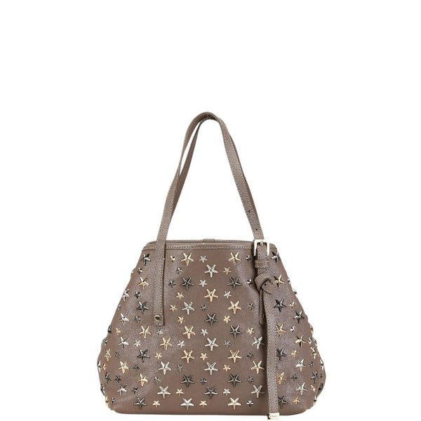 ジミーチュウ サシャ S スタースタッズ ハンドバッグ トートバッグ グレージュ レザー レディース JIMMY CHOO 【中古】