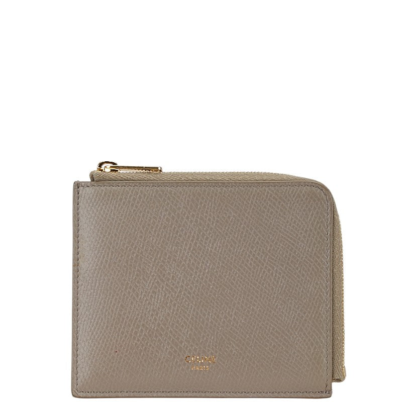セリーヌ L字ファスナー コインケース カードケース コンパクトウォレット グレー レザー レディース CELINE 【中古】