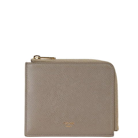 セリーヌ L字ファスナー コインケース カードケース コンパクトウォレット グレー レザー レディース CELINE 【中古】
