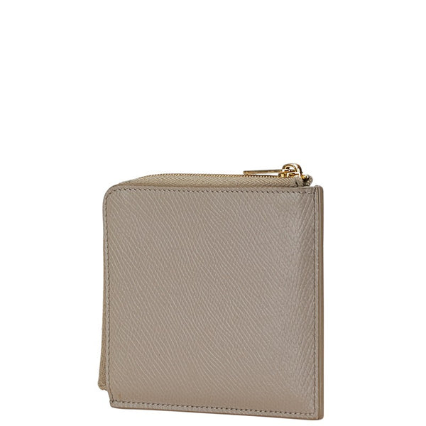 セリーヌ L字ファスナー コインケース カードケース コンパクトウォレット グレー レザー レディース CELINE 【中古】