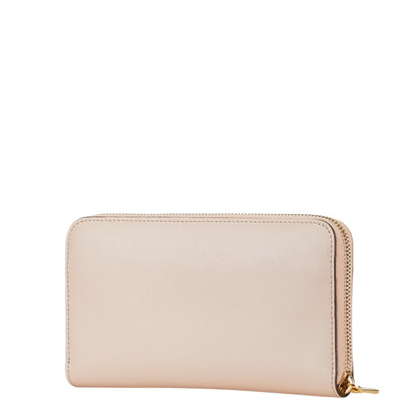 フェンディ エフイズ ラウンドファスナー 長財布 8M0299 ピンク レザー レディース FENDI 【中古】