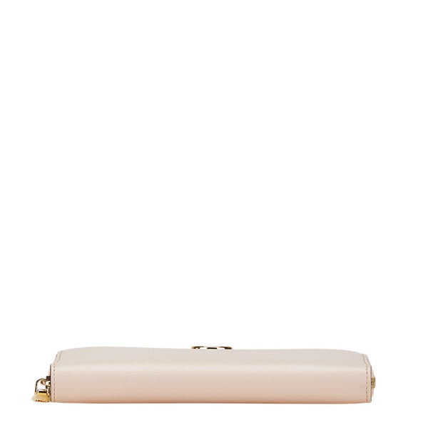 フェンディ エフイズ ラウンドファスナー 長財布 8M0299 ピンク レザー レディース FENDI 【中古】