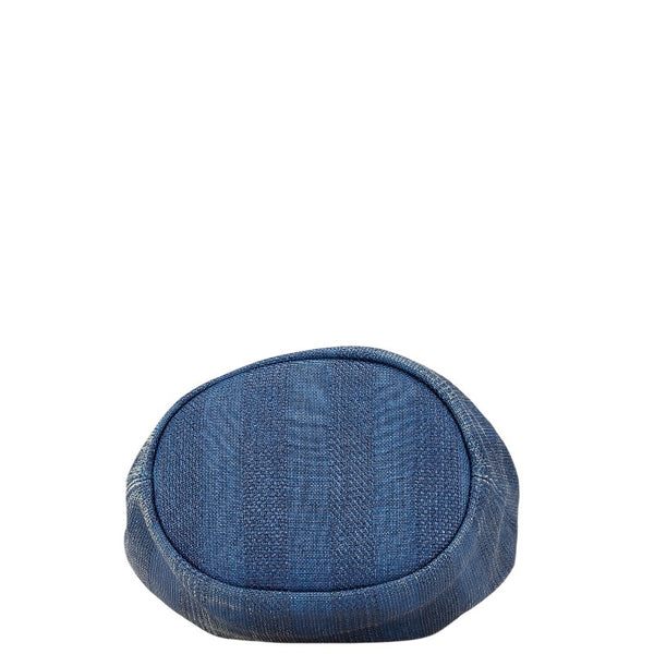 シャネル ドーヴィル チェーン ショルダーバッグ ブルー ネイビー ストロー レザー レディース CHANEL 【中古】