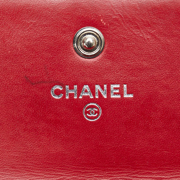シャネル ココマーク マトラッセ 長財布 レッド パテントレザー レディース CHANEL 【中古】