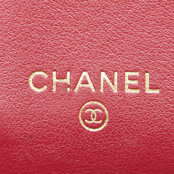 シャネル 19 ココマーク 三つ折り財布 スモールフラップウォレット AP1064 ブラック ピンク ラムスキン レディース CHANEL 【中古】