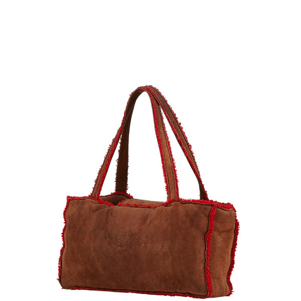 シャネル ココマーク ハンドバッグ ブラウン レッド スウェード レディース CHANEL 【中古】