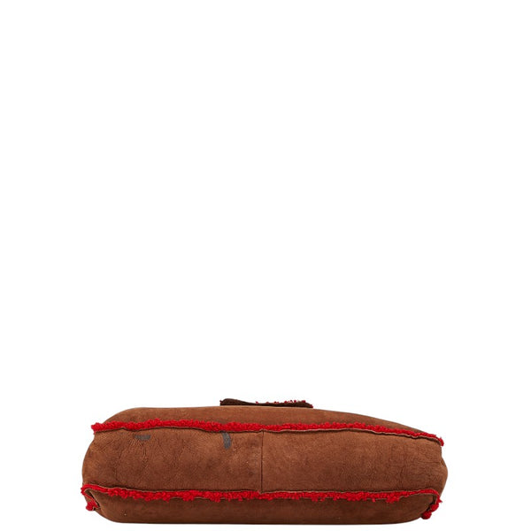 シャネル ココマーク ハンドバッグ ブラウン レッド スウェード レディース CHANEL 【中古】