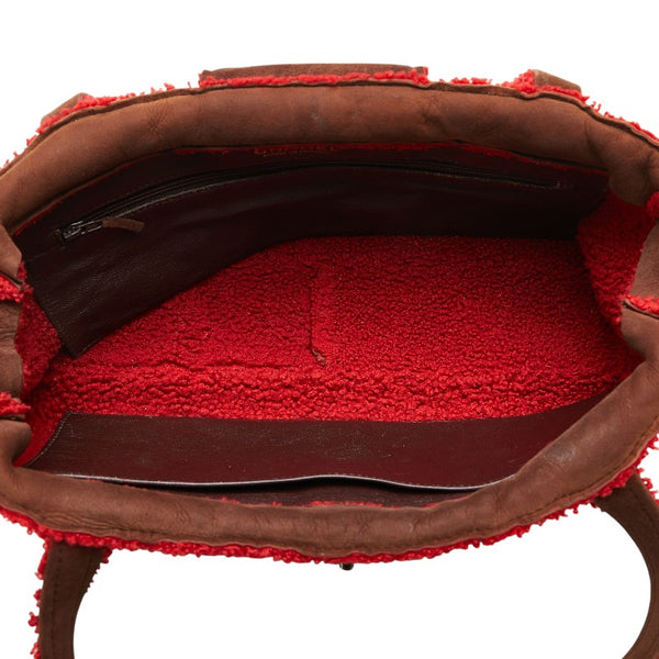 シャネル ココマーク ハンドバッグ ブラウン レッド スウェード レディース CHANEL 【中古】