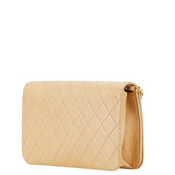 シャネル マトラッセ ココマーク プッシュロック チェーン ショルダーバッグ ベージュ ラムスキン レディース CHANEL 【中古】