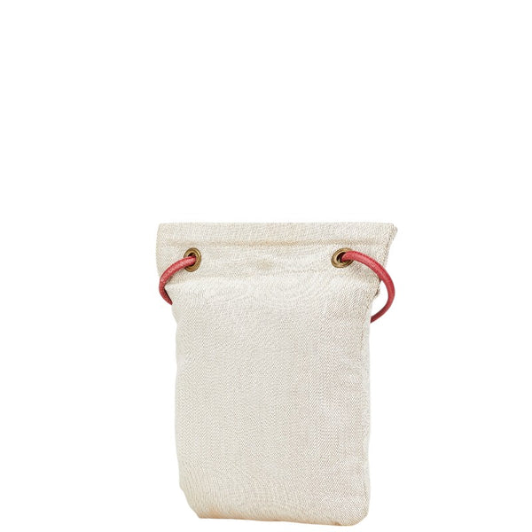 エルメス アリーヌPM ワンショルダーバッグ ベージュ レッド コットン レザー レディース HERMES 【中古】